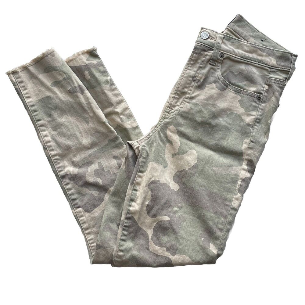 Gap Denim True Skinny High Rise Stretch Ankle Jeans Camo Sz 28/6 Regular Raw Hem